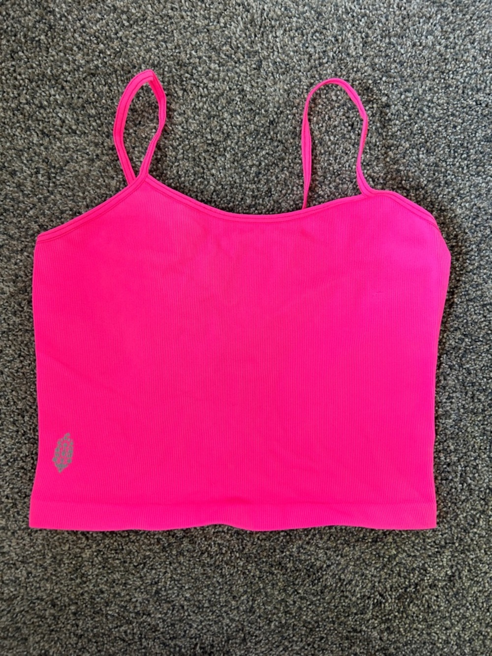 Free People Hot Pink Ribbed Crop Cami